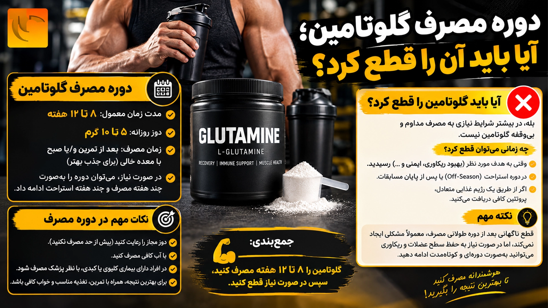 دوره مصرف گلوتامین